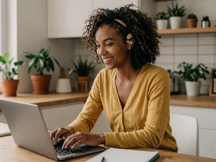 Tasha, a hard-of-hearing user, building her LimitlessLove dating profile with disclosure controls